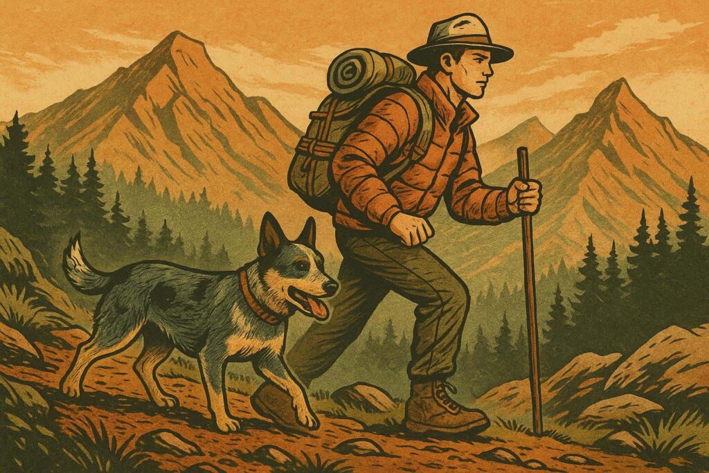 山遊びを通して防災訓練をする犬