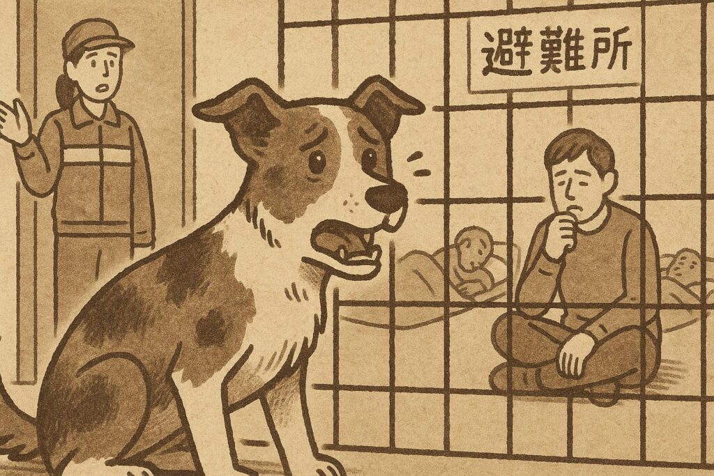 避難所で吠えてしまい別室での暮らしになってしまった犬